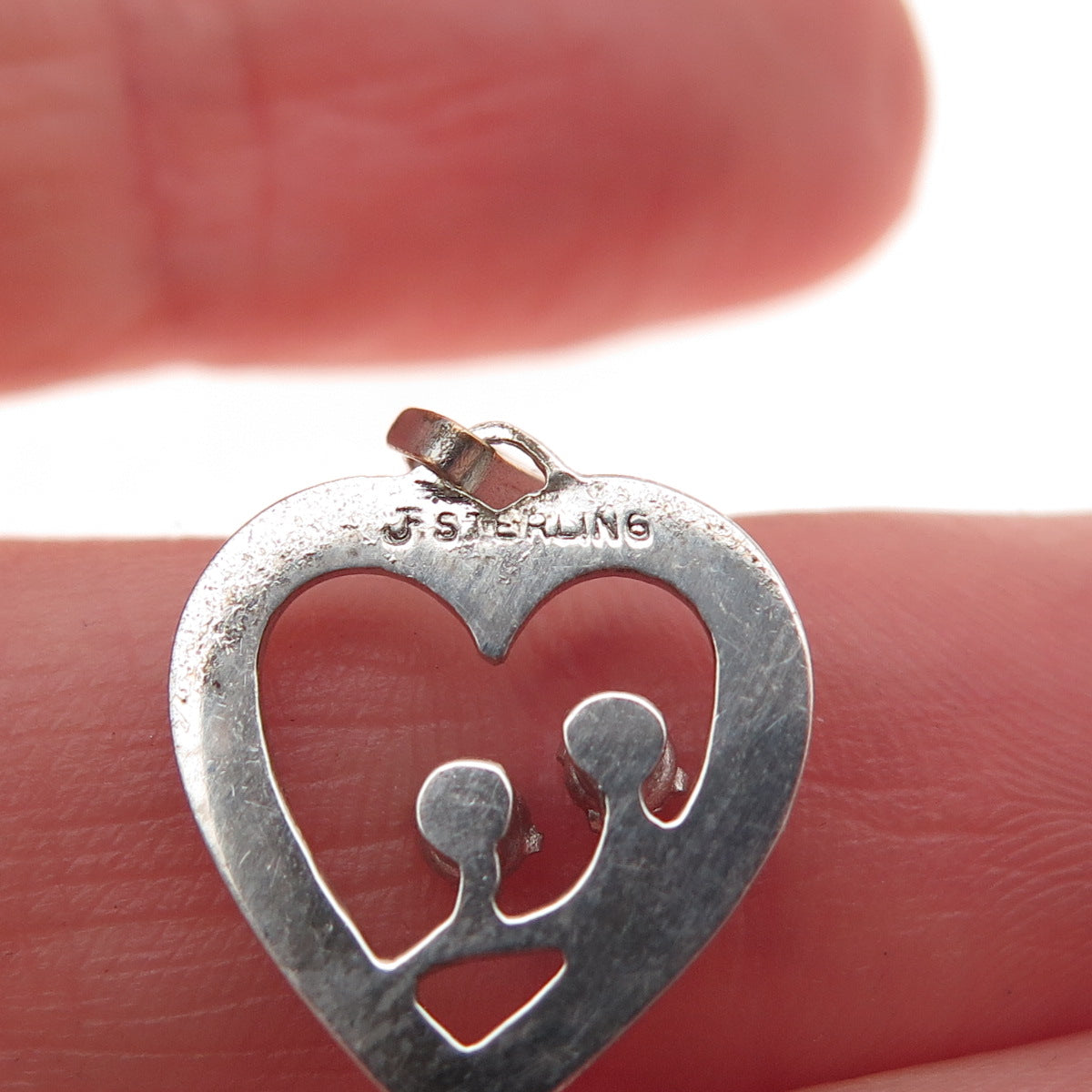 Jerome Fleischer & Co. 925 Sterling Silver Vintage Rhinestone Heart Mini Pendant