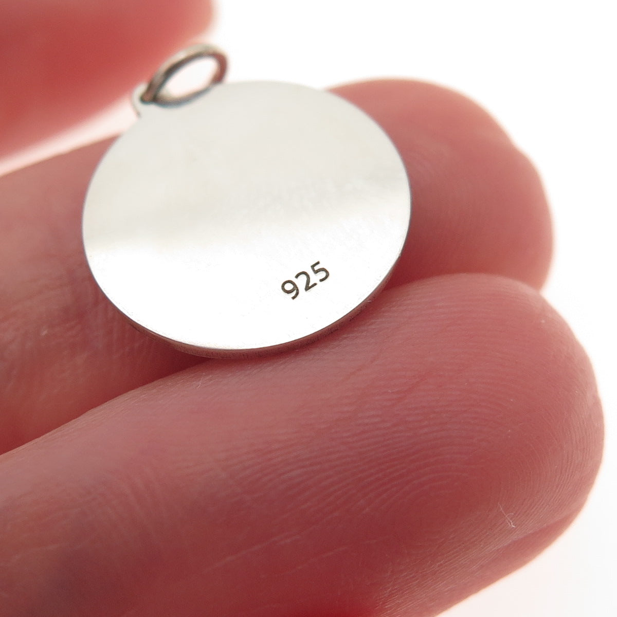 925 Sterling Silver Yellow Enamel Mouth Shut Emoji Round Tag Mini Charm Pendant