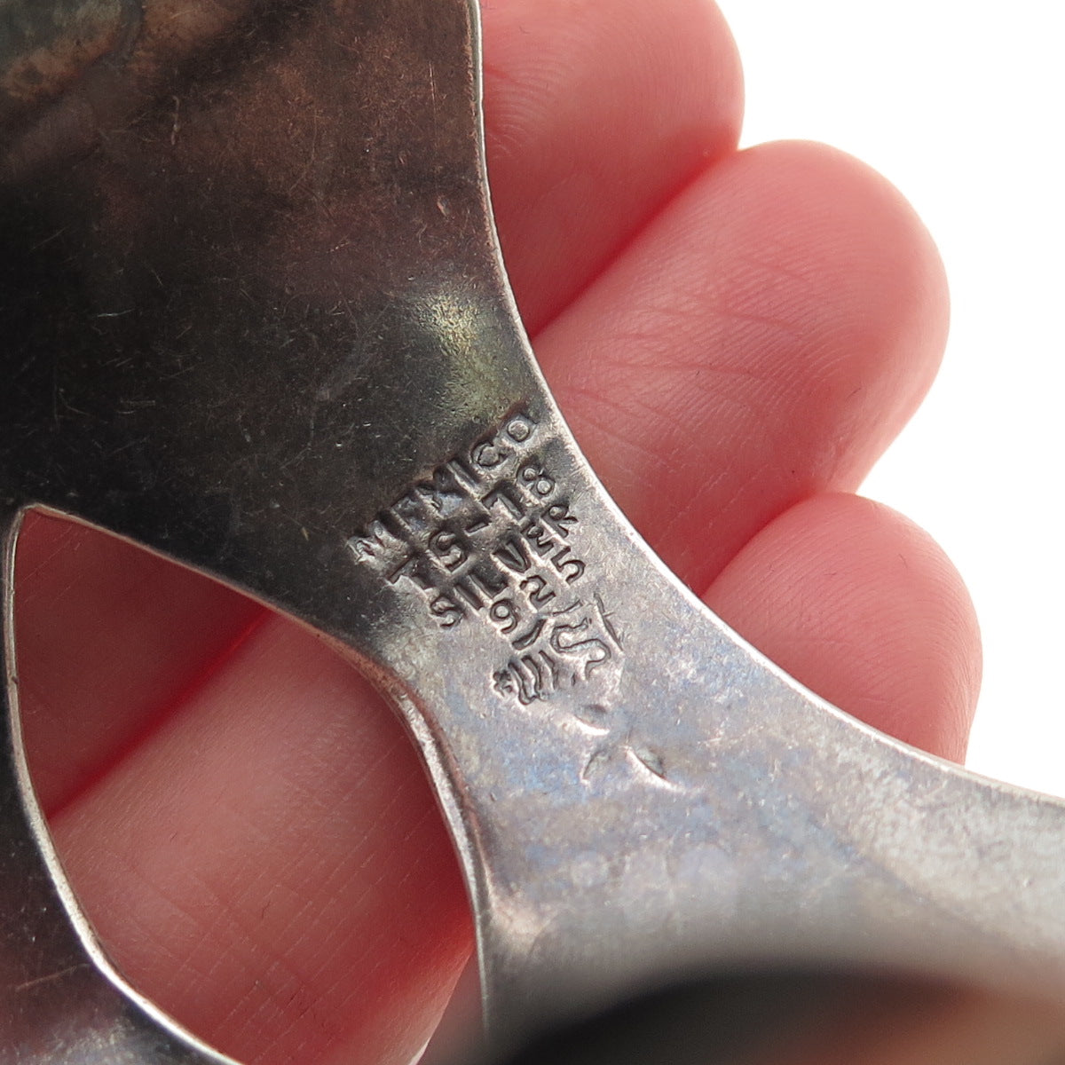 925 Sterling Silver 2-Tone Vintage Mexico Modernist Adjustable Bracelet 6.75"