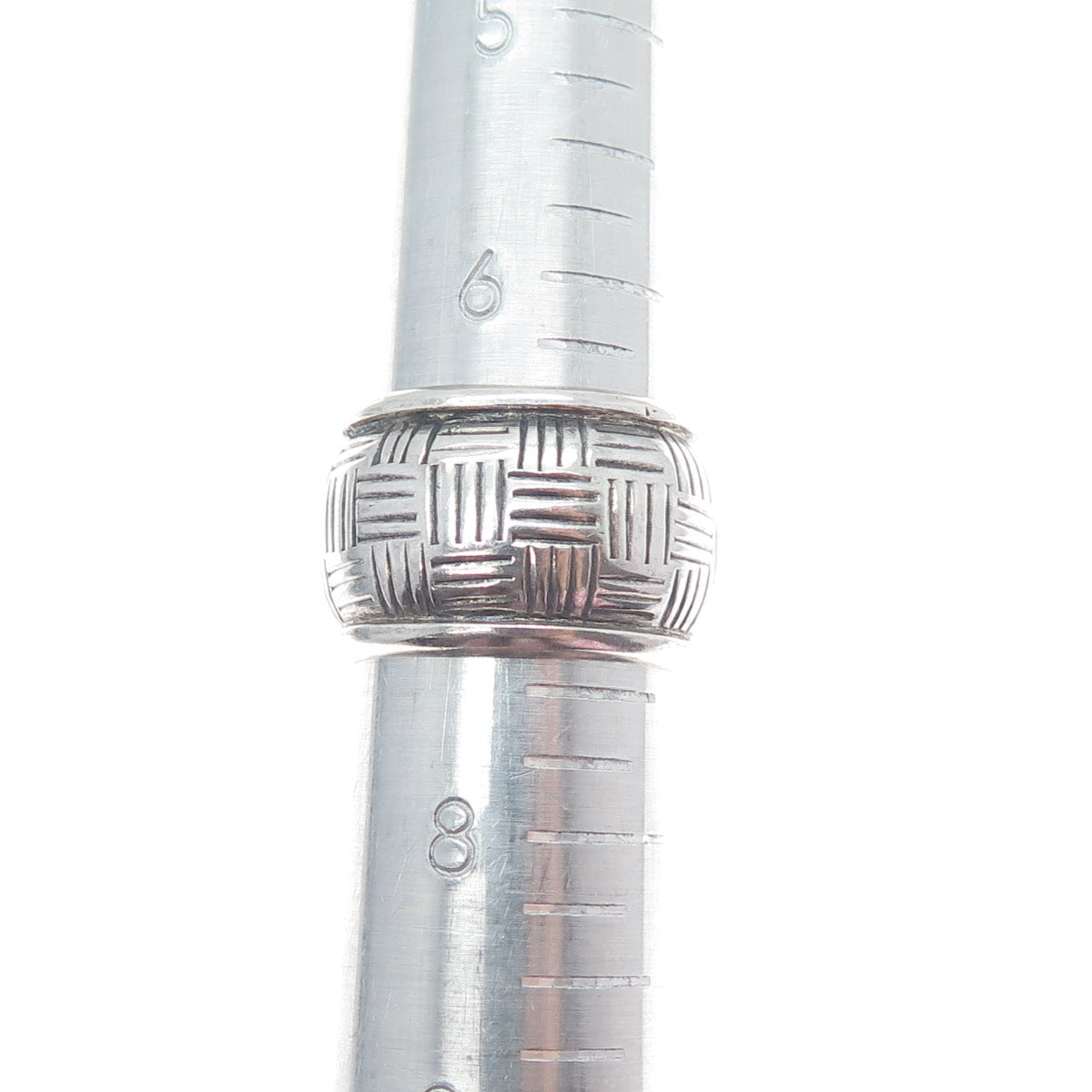 925 Sterling Silver Vintage Cigar Oxidized Wide Band Ring Size 7.5