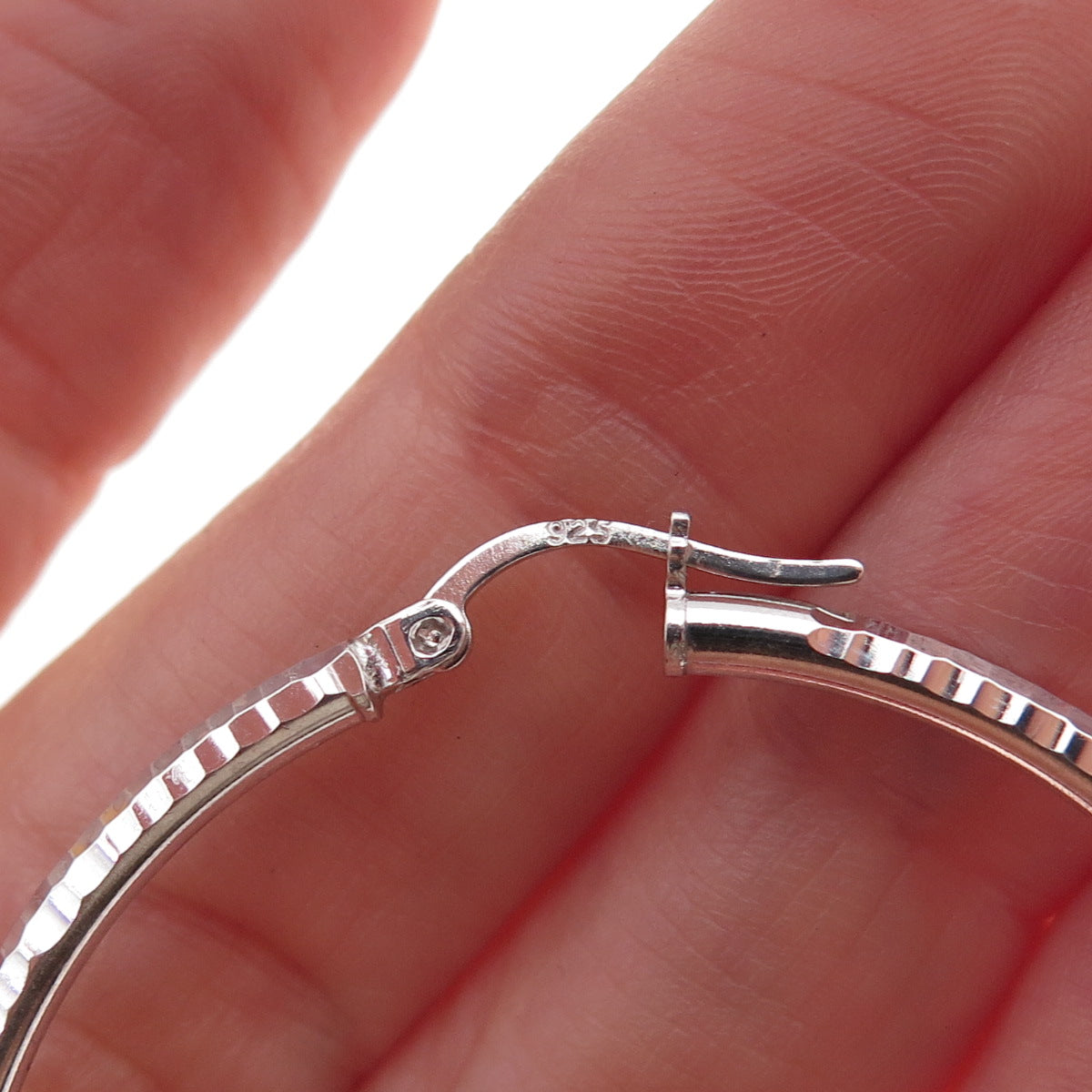 925 Sterling Silver Vintage Textured Tube Hoop Earrings