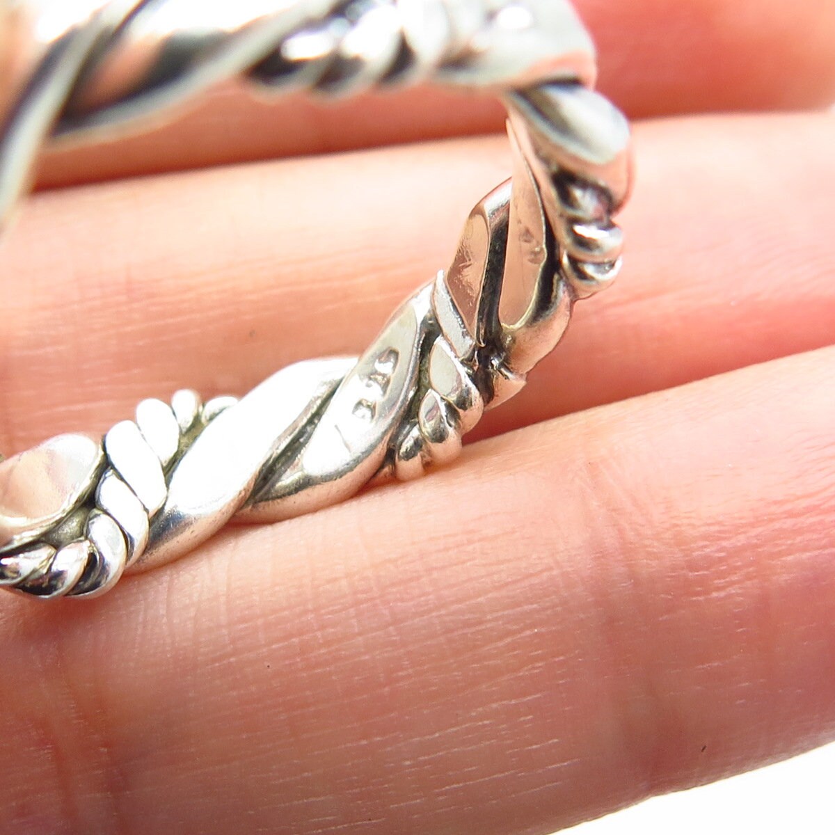 925 Sterling Silver Vintage Twisted Band Ring Size 9.75