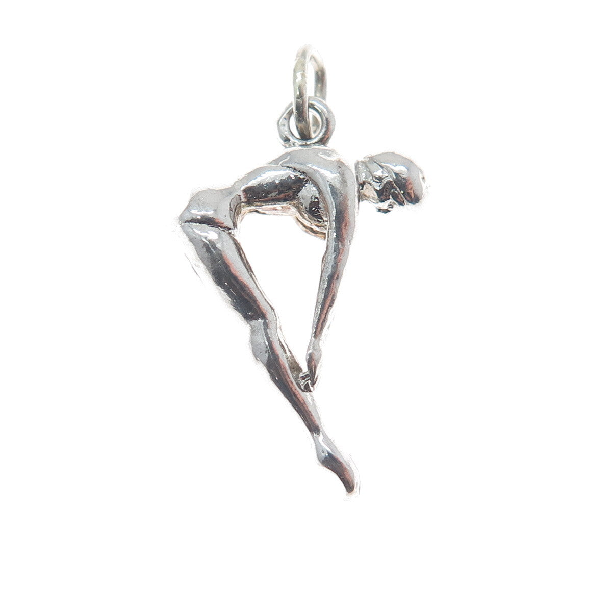SPENCER 925 Sterling Silver Antique Art Deco Diver Minimalist 3D Charm Pendant