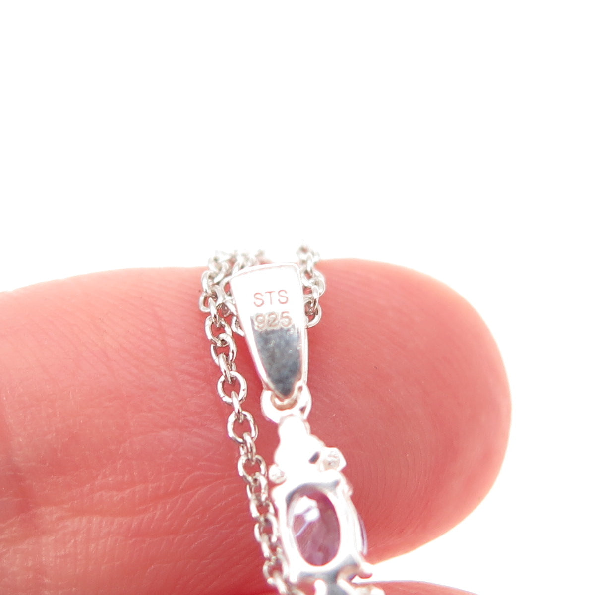 Chuck Clemency 925 Sterling Silver Real Tanzanite Bar Cable Chain Necklace 18"