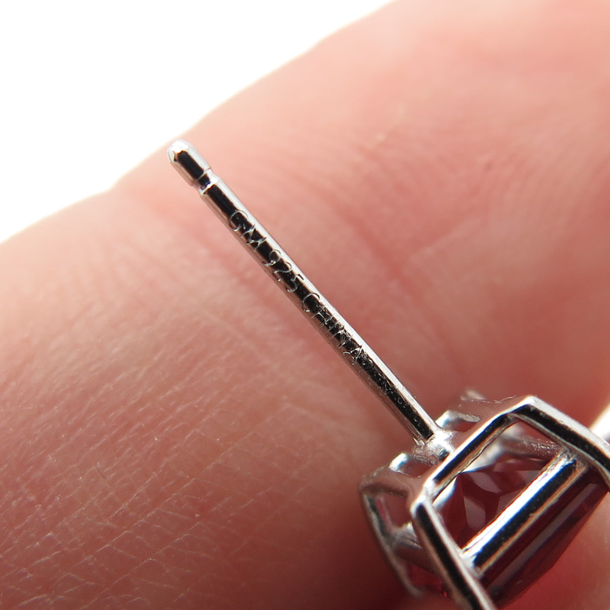 925 Sterling Silver Princess-Cut Shaped Fancy Pink C Z Stud Earrings