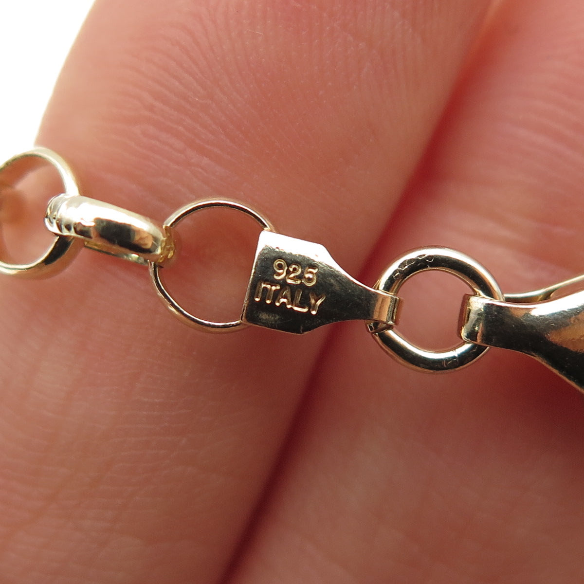 KARIZIA Sterling Silver Gold Plated Vintage Italy Modernist Chain Necklace 24"