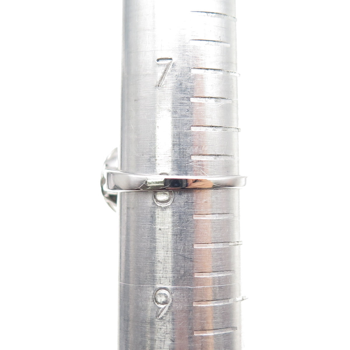 925 Sterling Silver Real Round-Cut Diamond Fleur de Lis Ring Size 8