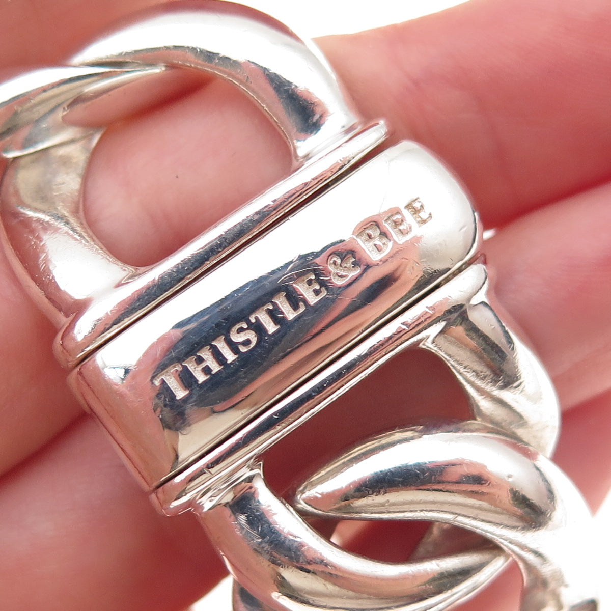 Thistle & Bee 925 Sterling Silver Large Curb Link Bracelet 7.5"