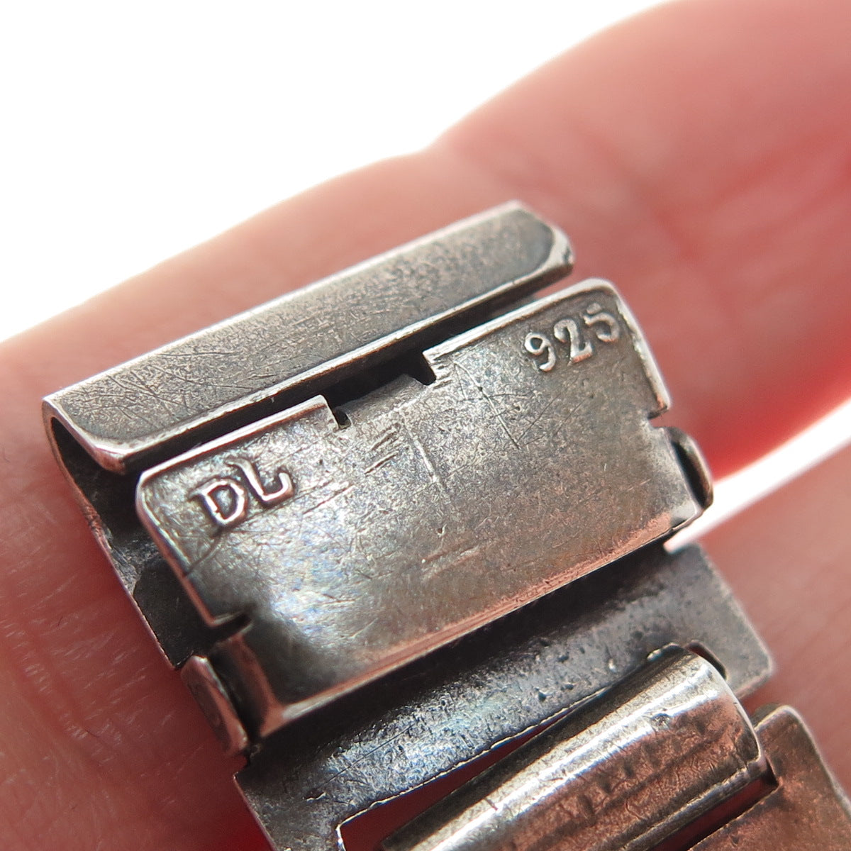 925 Sterling Silver Vintage DL Mexico Aztec Tribal Oxidized Watch Bracelet 5"