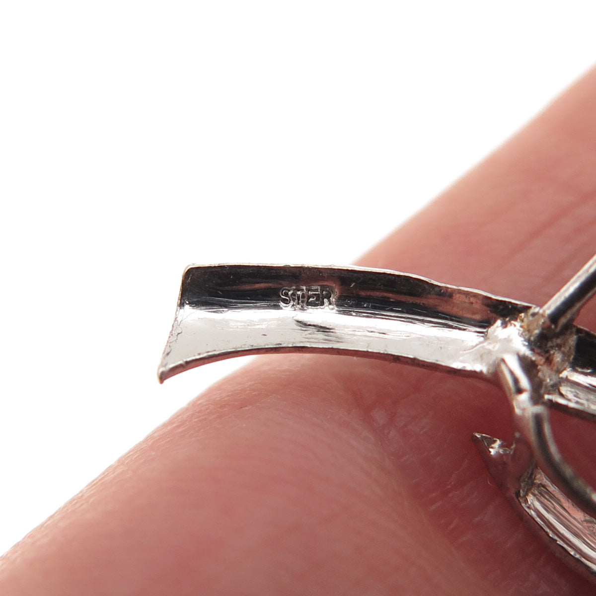 925 Sterling Silver Antique Art Deco Real Akoya Pearl Floral Pin Brooch