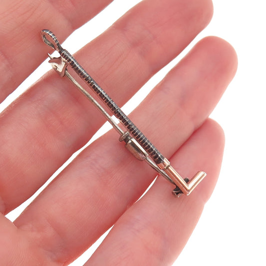 800 Silver 2-Tone Vintage Horse Riding Crop Tie Pin Brooch