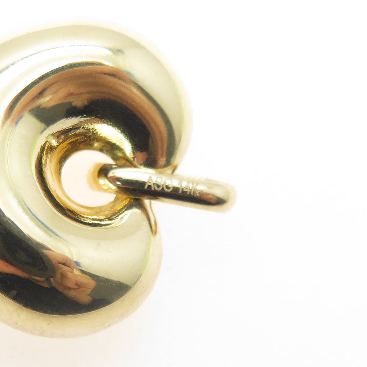 14K Yellow Gold Puffy Heart Modernist Charm Pendant