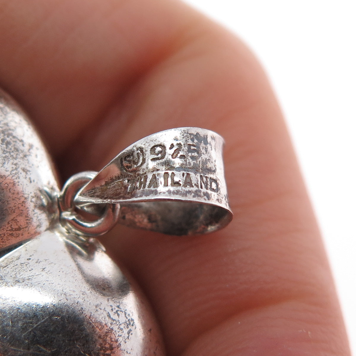 925 Sterling Silver Vintage Puffy Heart Oxidized Charm Pendant