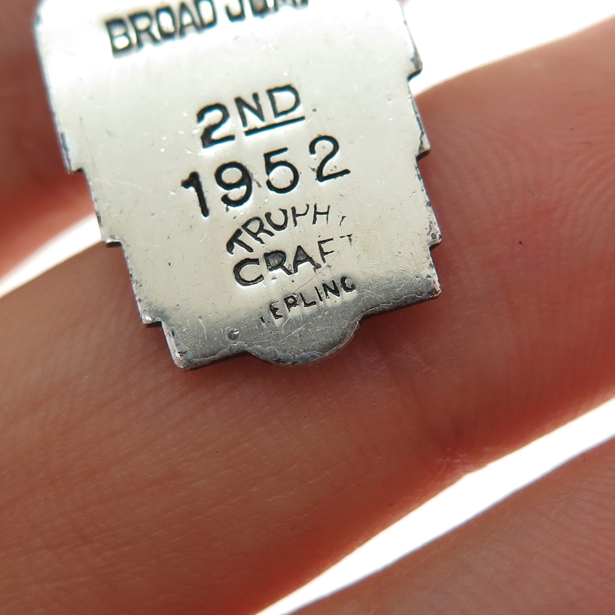 TROPHY CRAFT 925 Sterling Silver Vintage 1952 Troy Relays Oxidized Charm Pendant