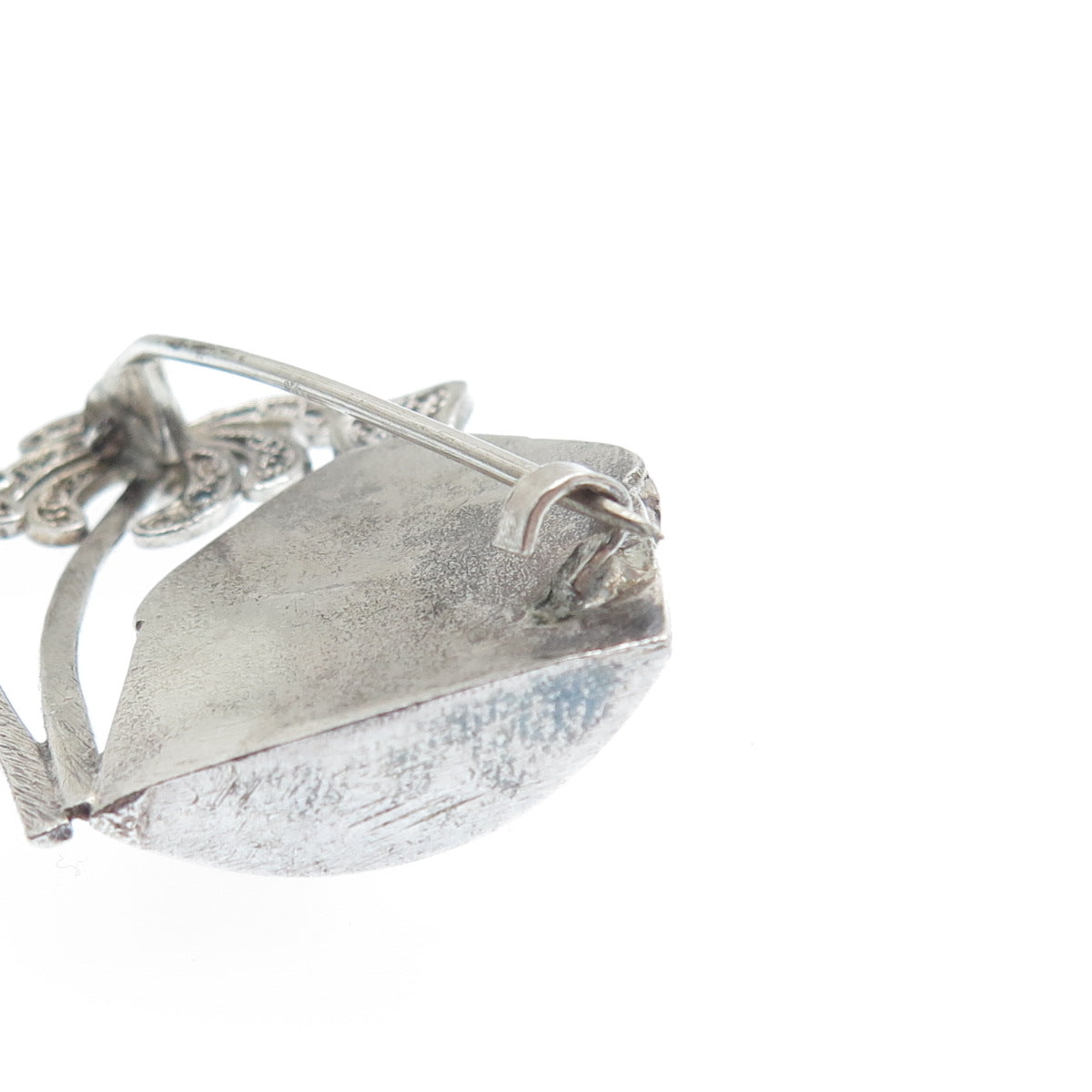 925 Sterling Silver Vintage Bungalow & Palm Tree Filigree Pin Brooch
