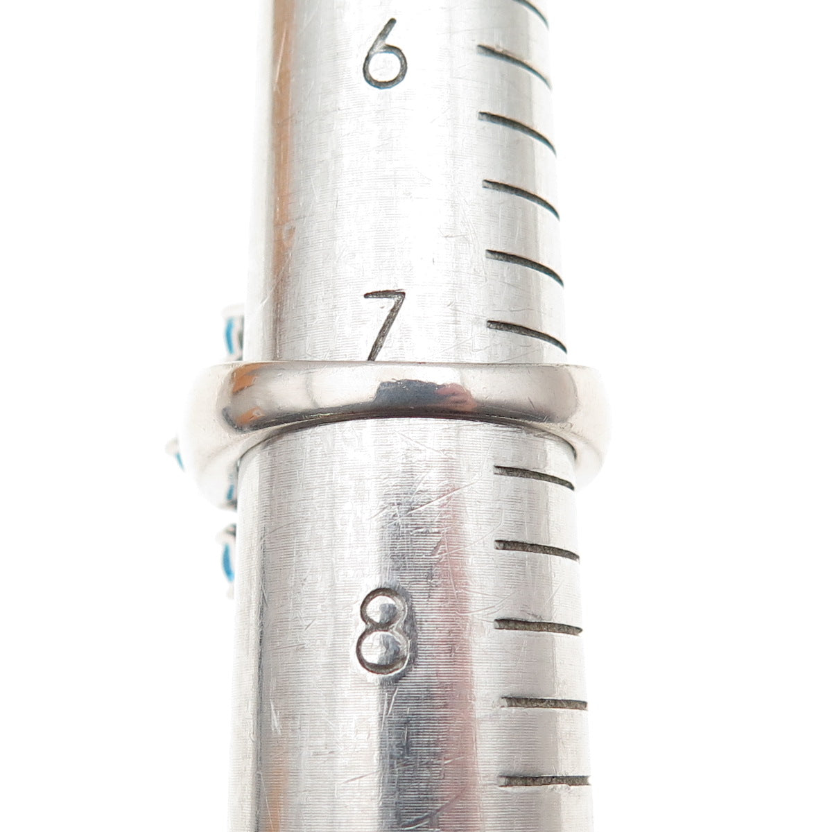 925 Sterling Silver Real Diamond & Swiss Blue Topaz Floral Ring Size 7.25