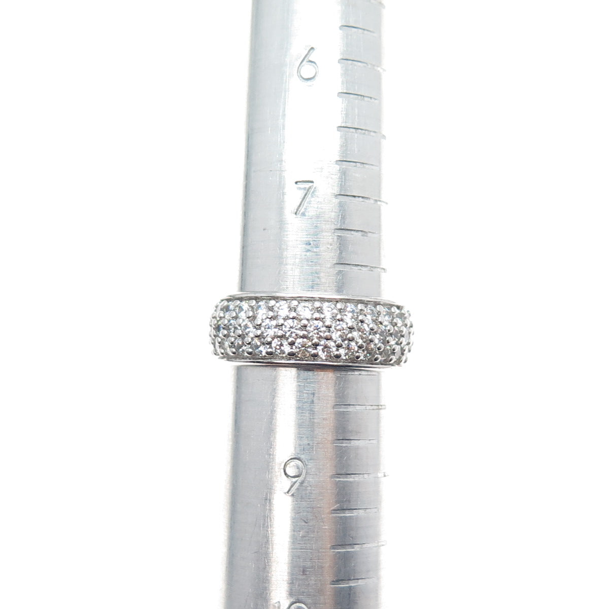 925 Sterling Silver Round-Cut C Z Band Ring Size 8.25