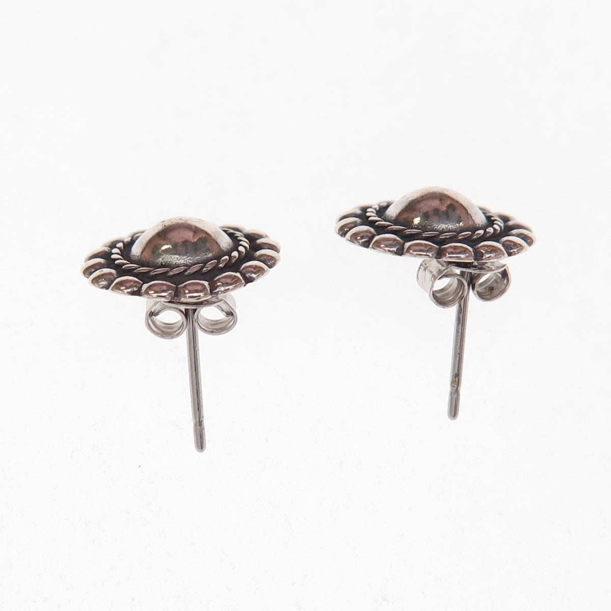 Old Pawn 925 Sterling Silver Vintage Southwestern Sun Beaded Tribal Earrings