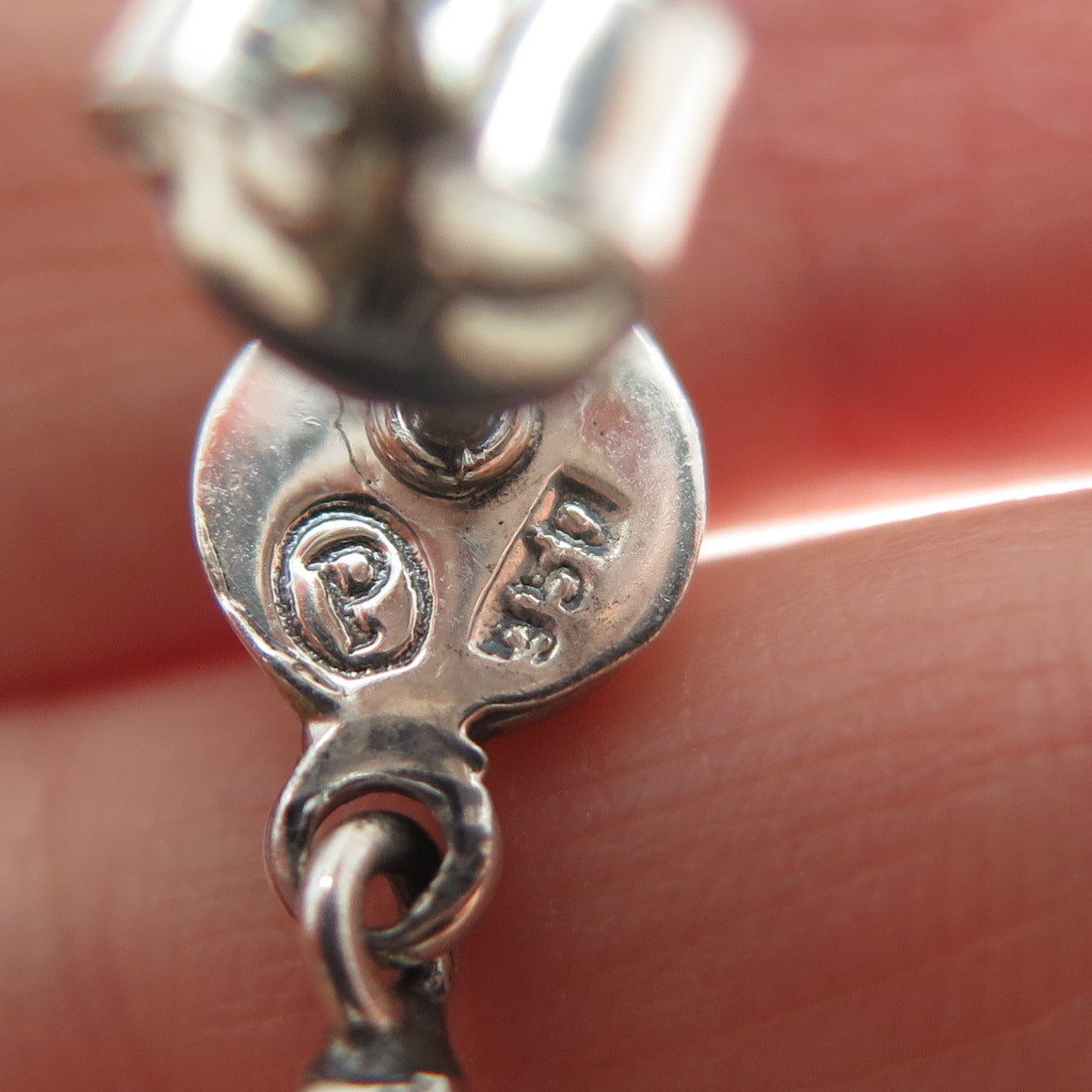 PLATELLA 950 Silver Vintage Swirl Teardrop Dangle Earrings