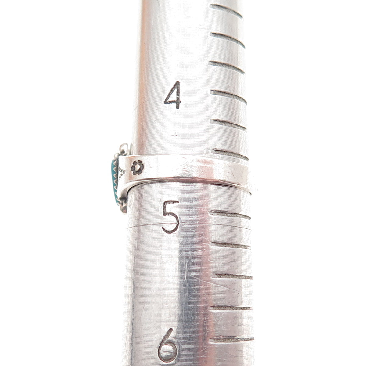 Bell Trading Post Old Pawn Sterling Vintage Turquoise Needlepoint Ring Size 4.75