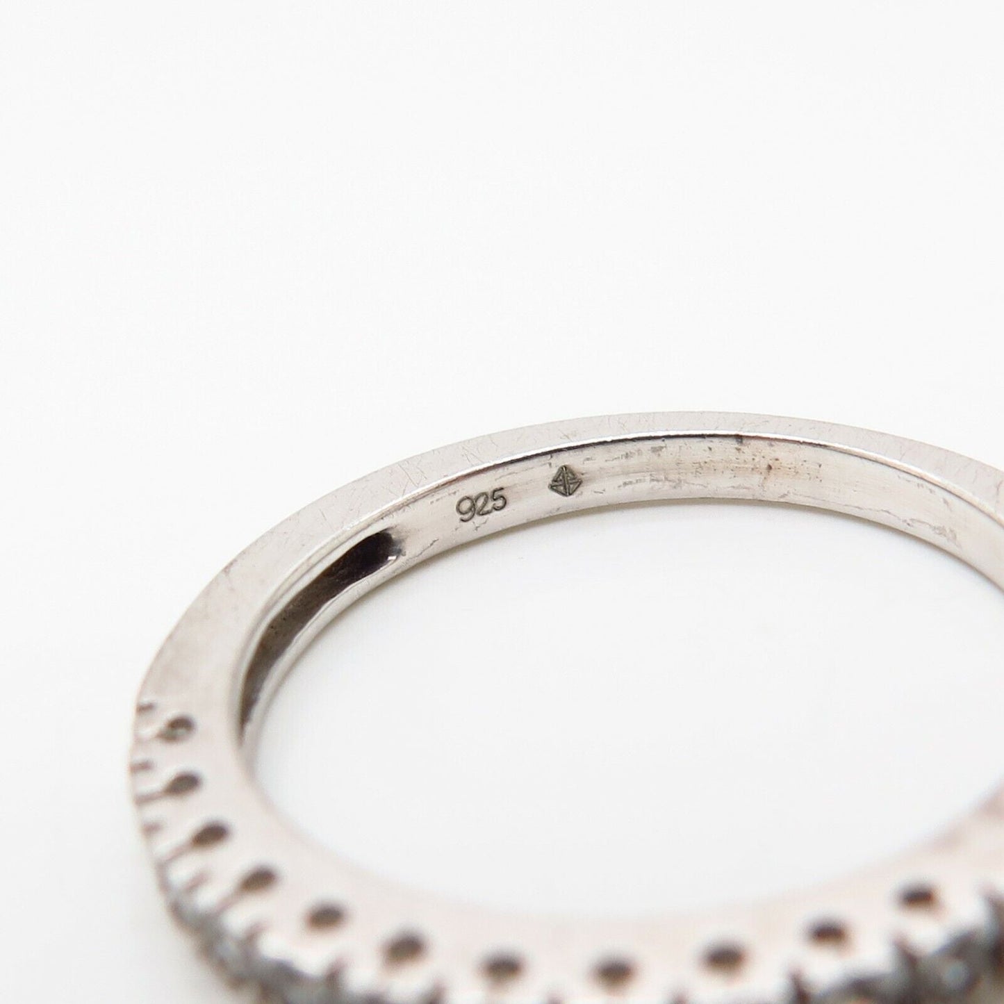 925 Sterling Silver C Z Thin Stackable Wedding Band Ring