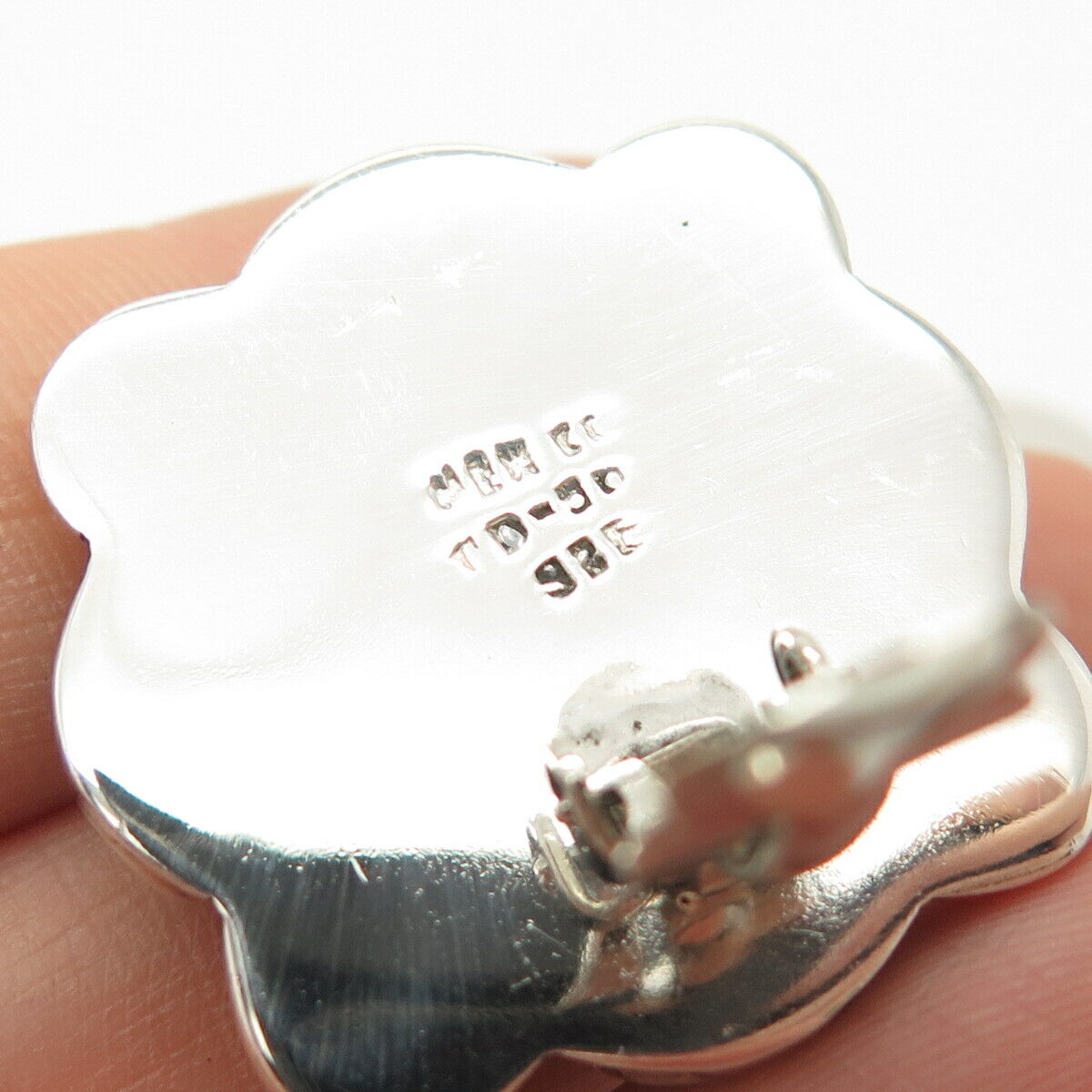 925 Sterling Silver 2-Tone Vintage Mexico Swirl Clip On Earrings