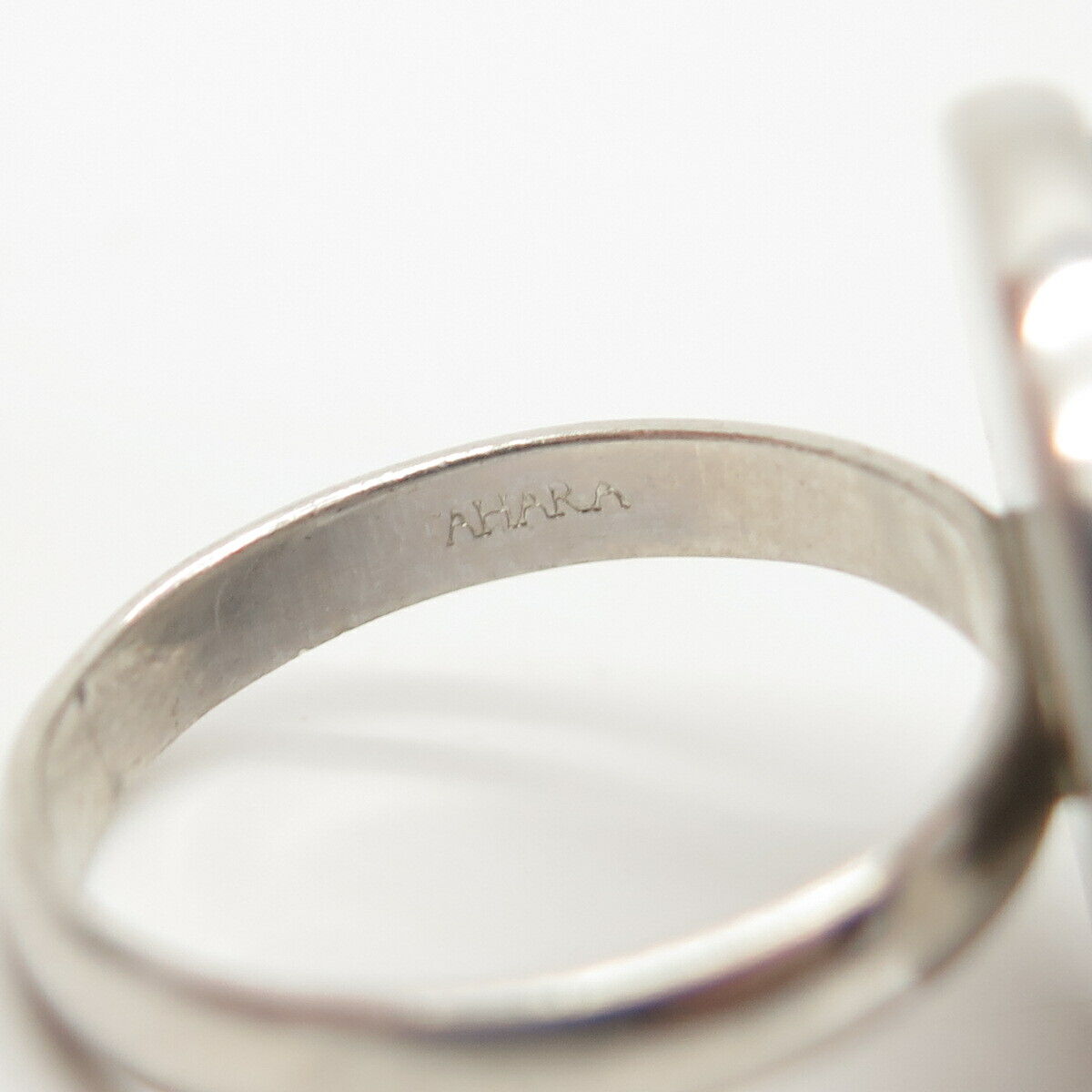 925 Sterling Silver Ahara Dark Blue Glass Ring Size 9