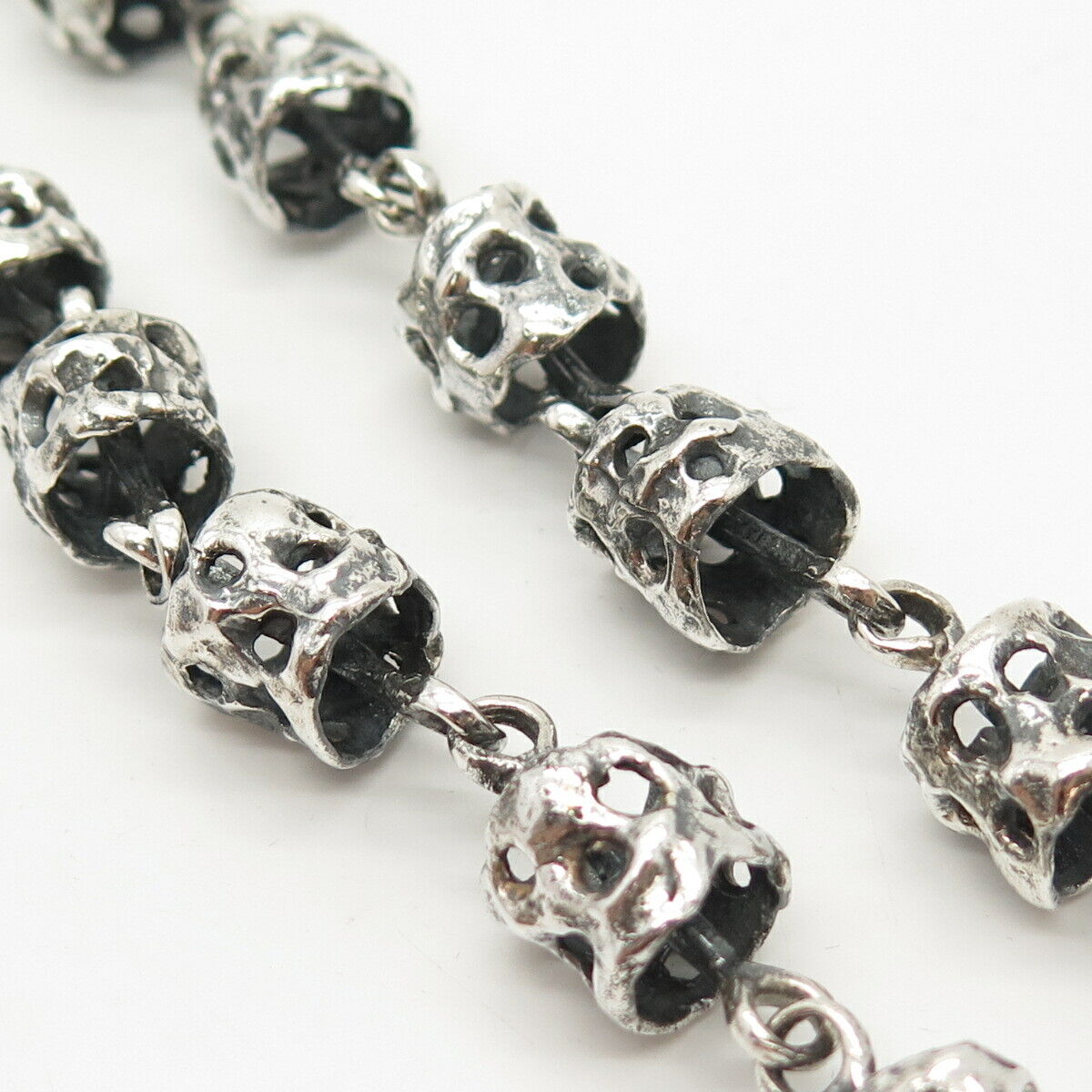 925 Sterling Silver Vintage Modernist Design Chain Necklace 16"