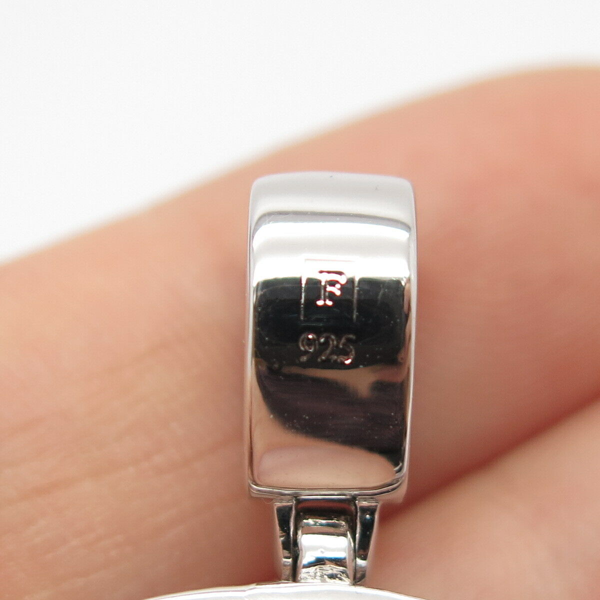 925 Sterling Silver Real Melanite Gem Letter "O" Initial Design Pendant