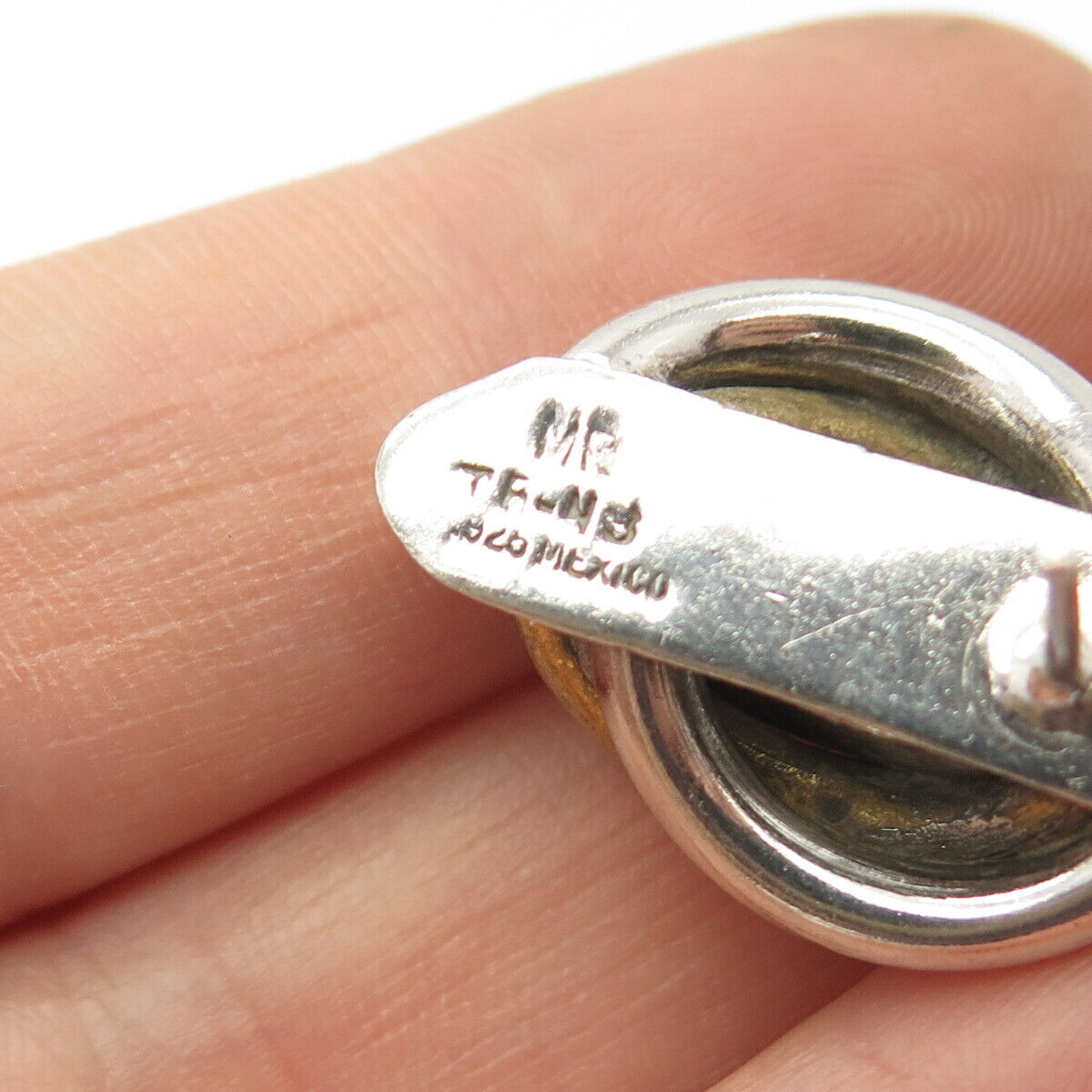 925 Sterling Silver 2-Tone Vintage Mexico Knot Earrings