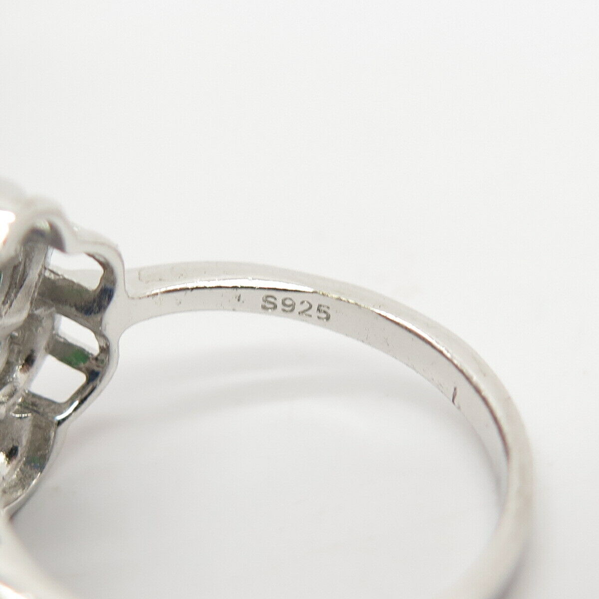 925 Sterling Silver Multi-Color C Z Floral Ring Size 7 3/4