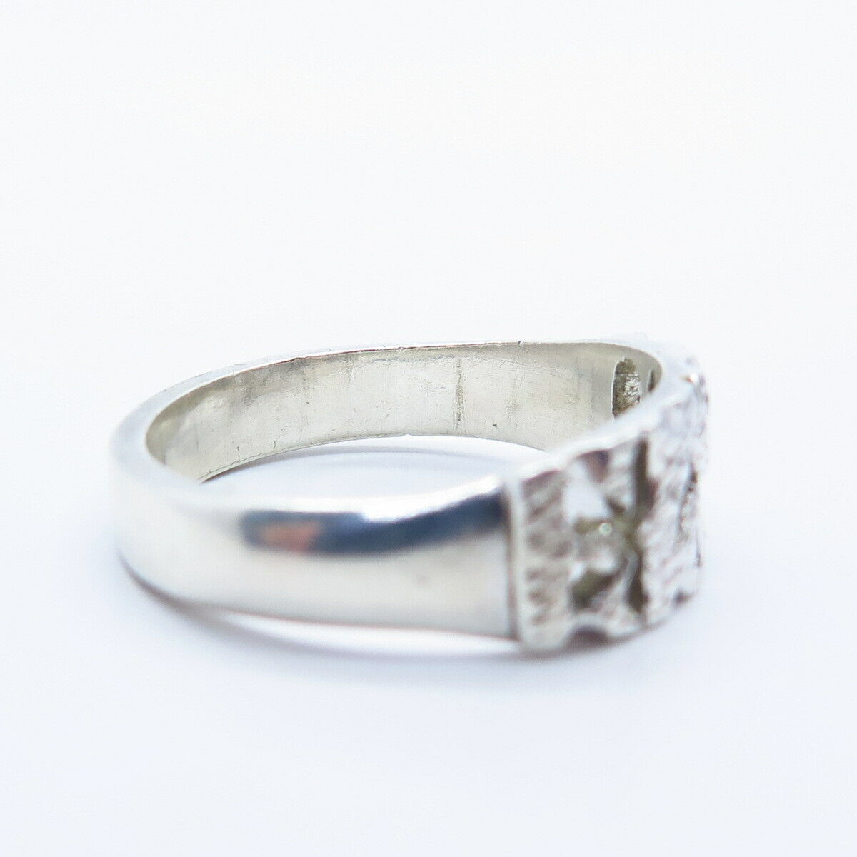 925 Sterling Silver Vintage Modernist Ring Size 7 3/4