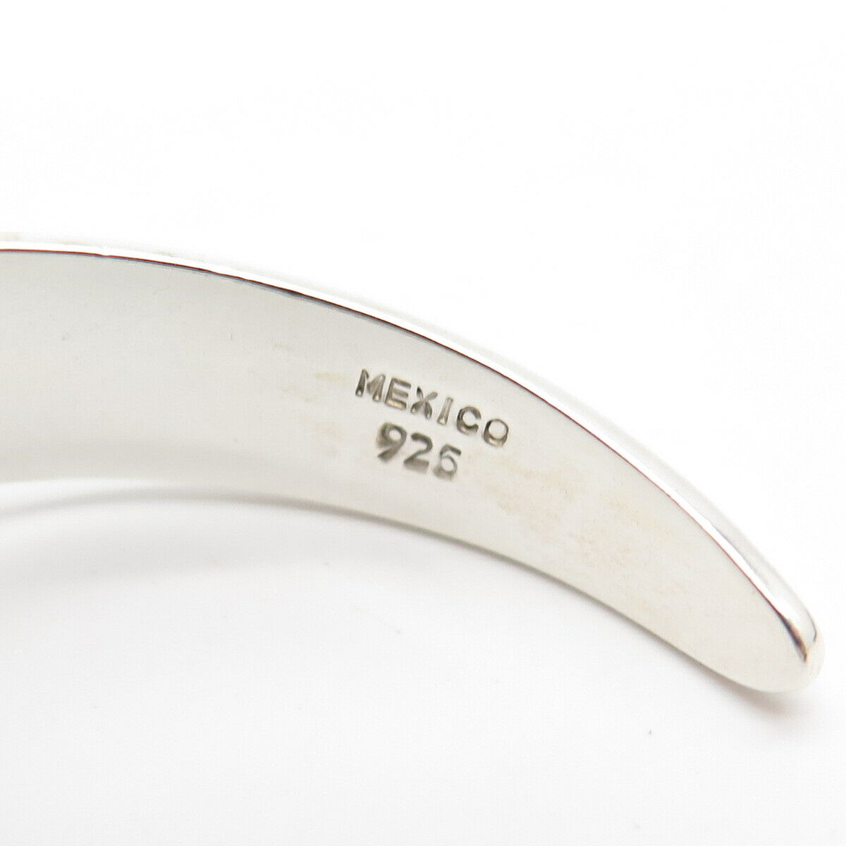 925 Sterling Silver Vintage Mexico Blue Topaz-Tone Glass Cuff Bracelet 6 3/4"