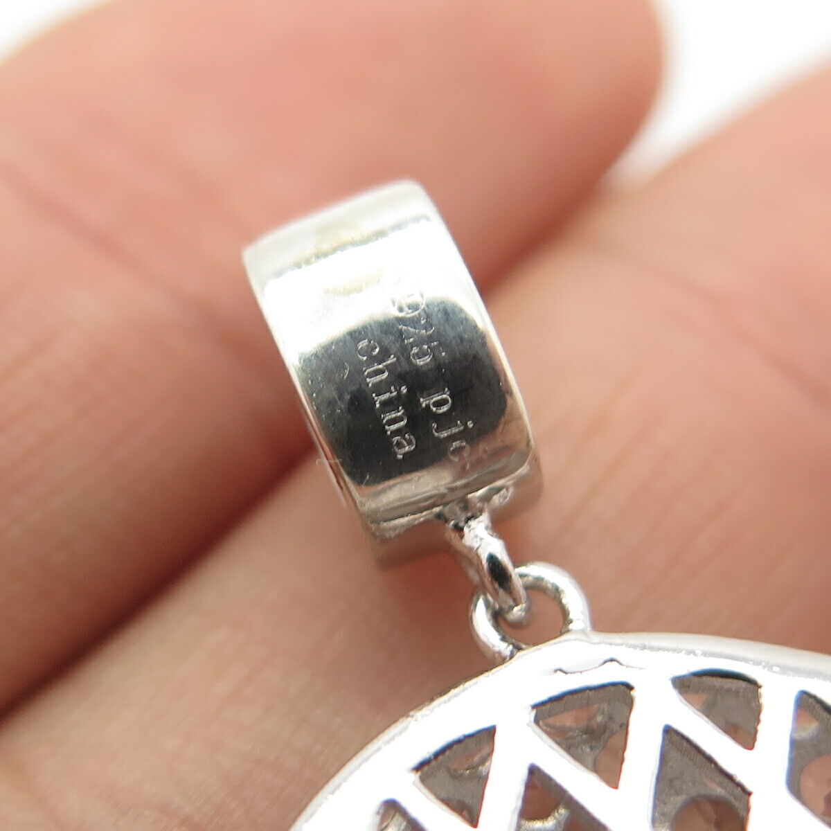 925 Sterling Silver Vintage Pave Real White Topaz Gemstone Pendant