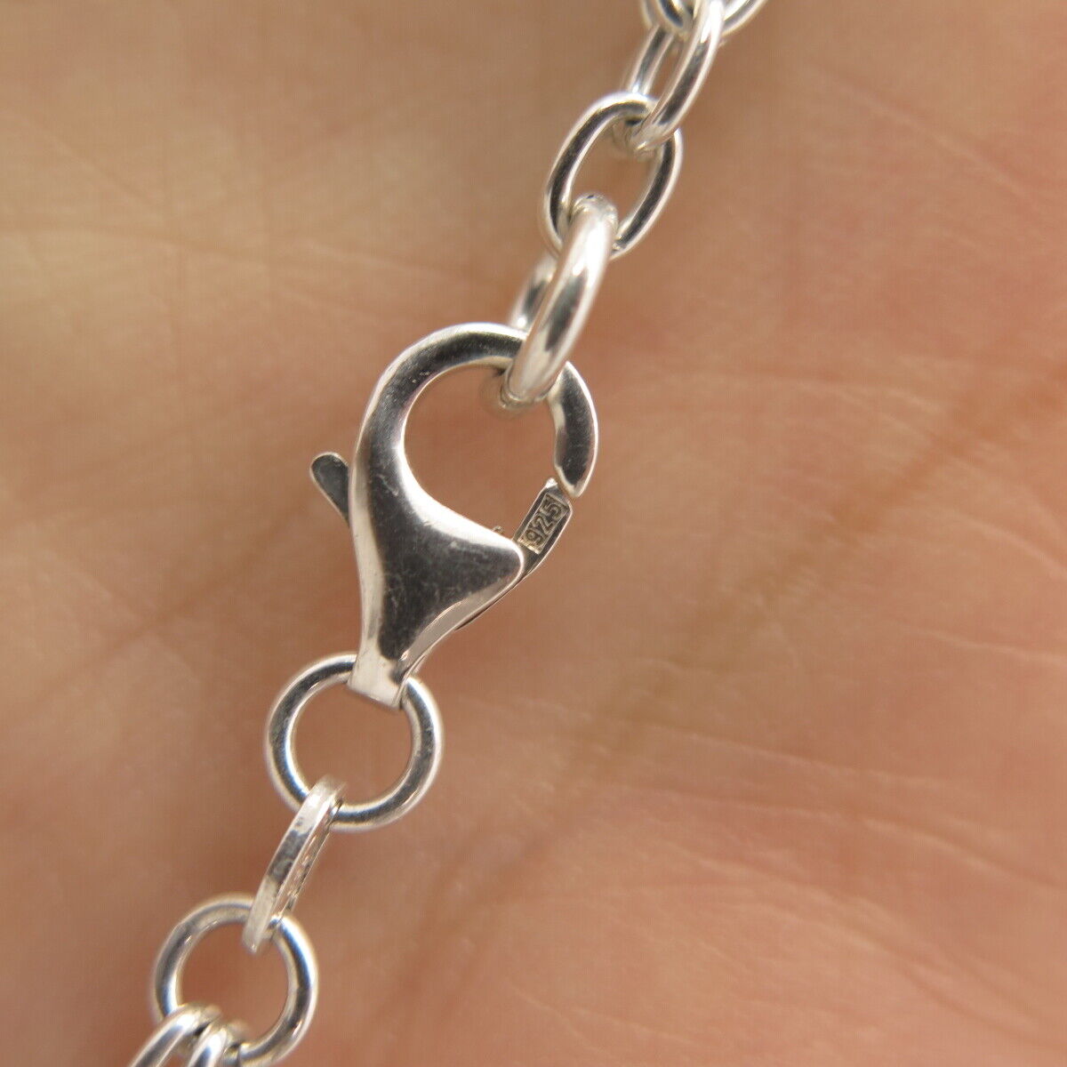 925 Sterling Silver Open Heart Double Rolo Chain Necklace 16"