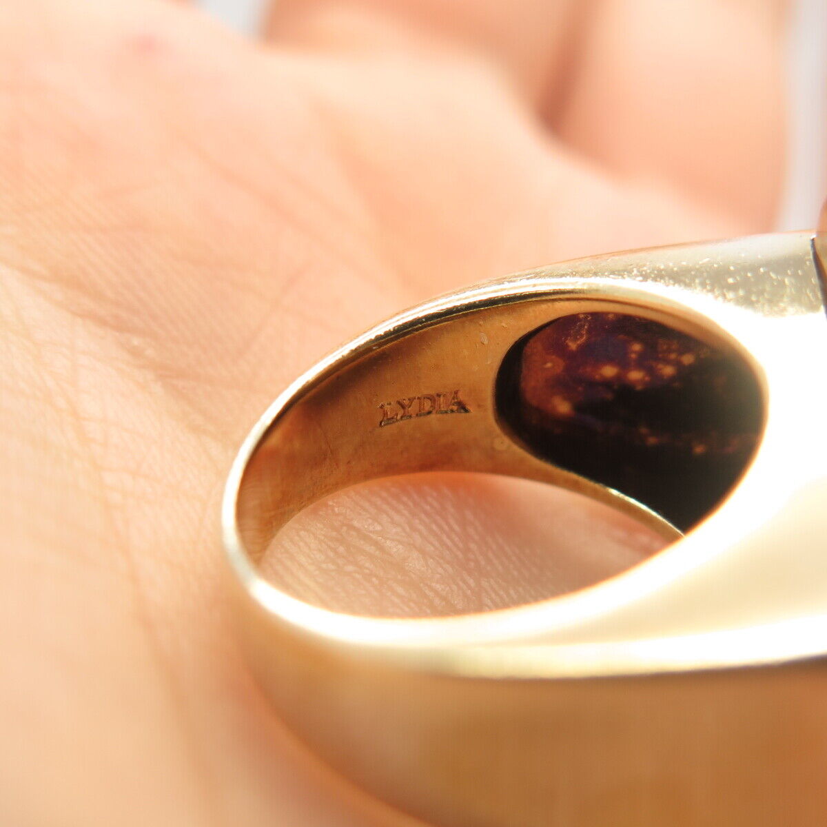 925 Sterling Silver Gold Plated Lydia Real Tiger Eye Gem Ring Size 6 3/4