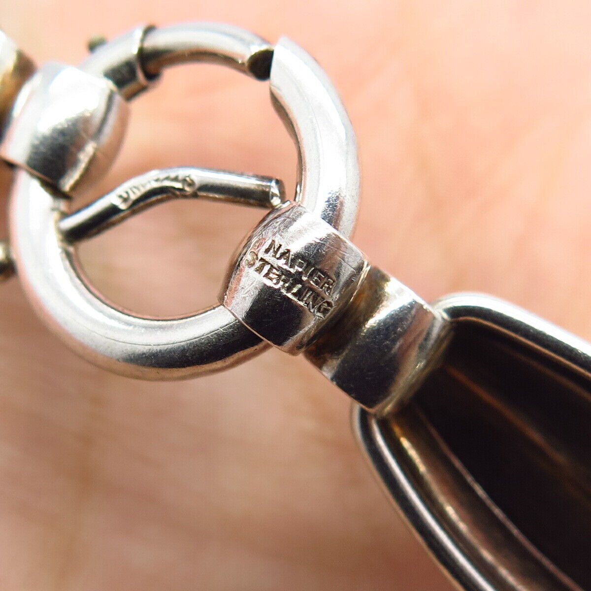 925 Sterling Silver Vintage Napier Modernist Chain Necklace 14"