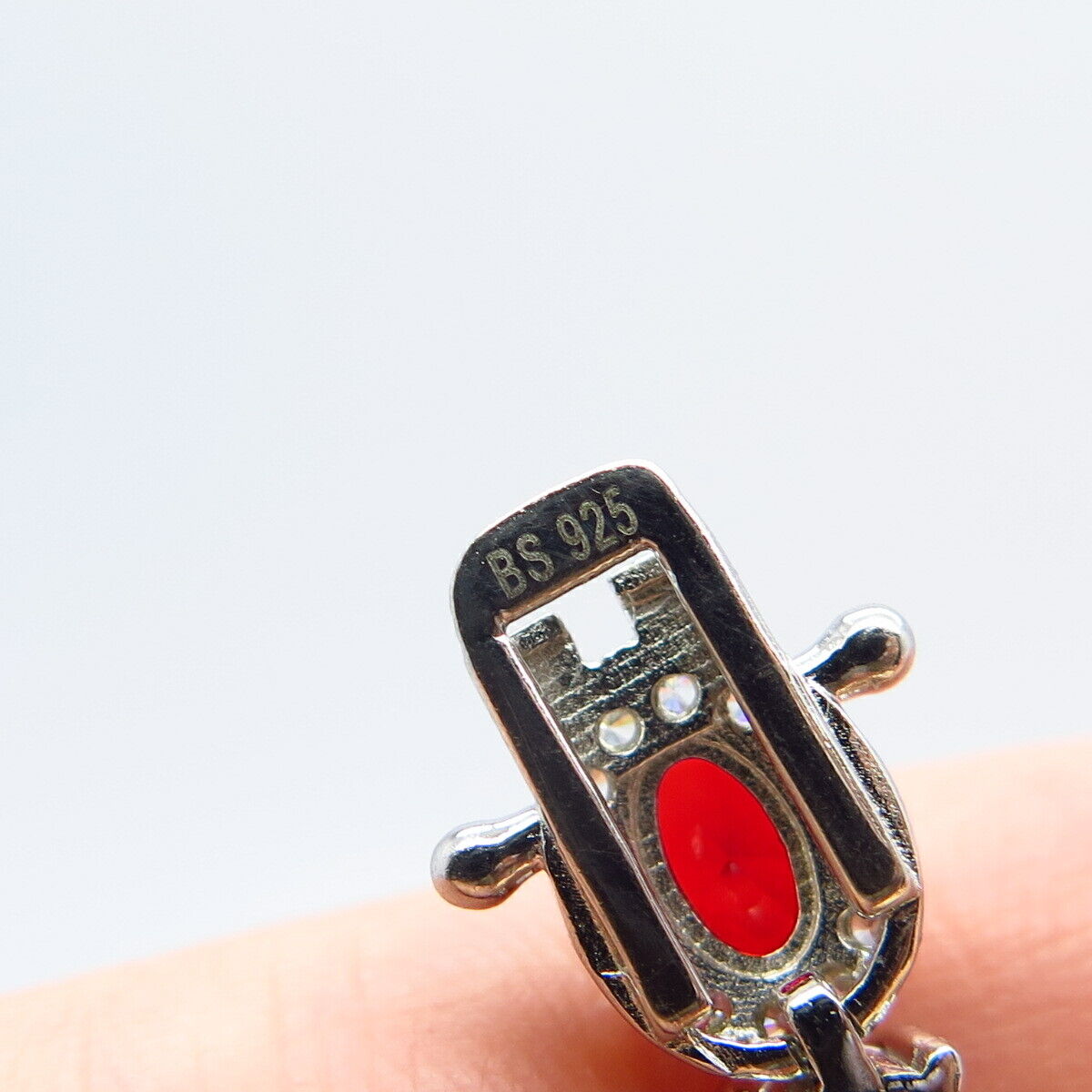 925 Sterling Silver Real Rhodolite Garnet Gem & C Z Tennis Link Bracelet 7.25"