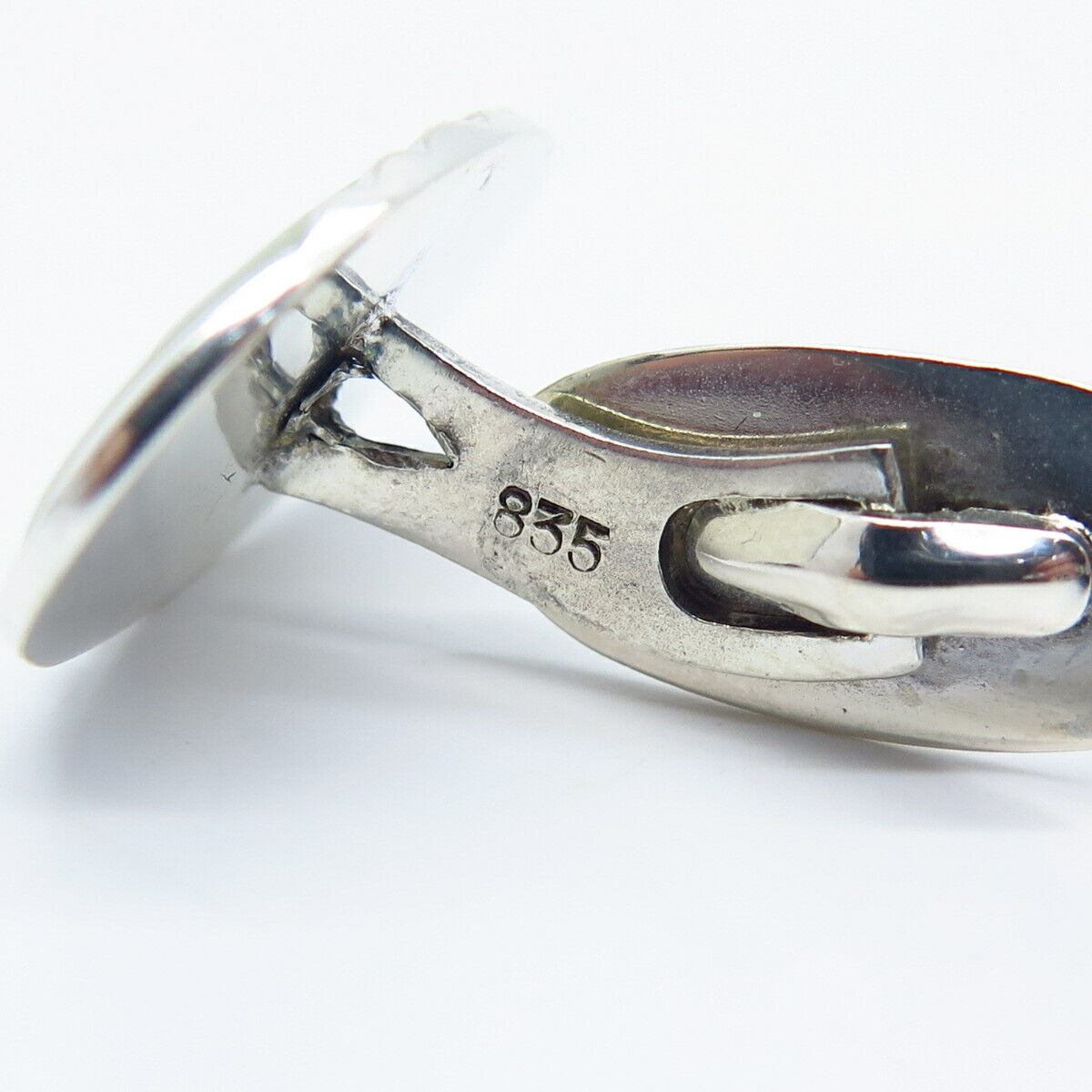 835 Silver Vintage Real Mother-of-Pearl Cufflinks