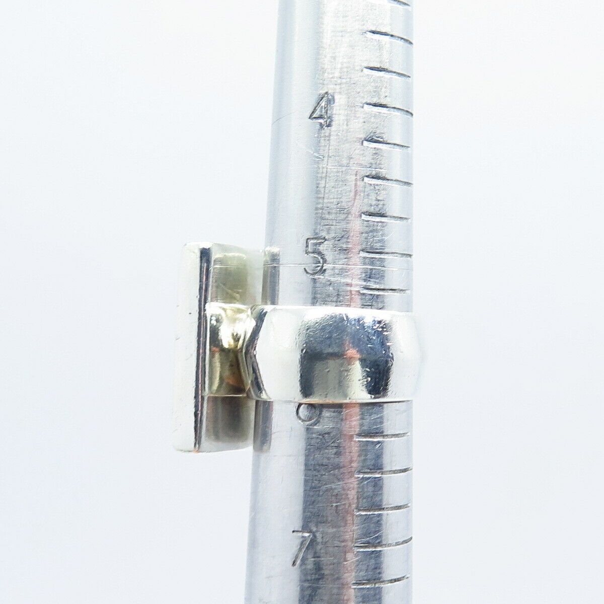 925 Sterling Silver Vintage Real Mother-of-Pearl & Aquamarine Gem Ring Size 5.5