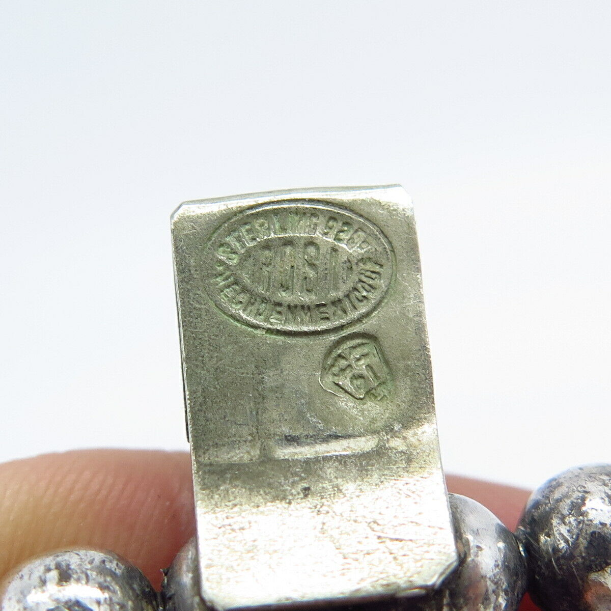 925 Sterling Silver Vintage Mexico Tribal Hinged Bangle Bracelet 6.5"