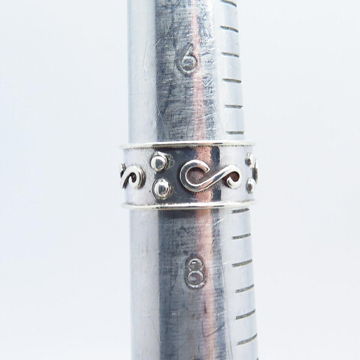 925 Sterling Silver Vintage GGC Tribal Band Ring Size 7.5