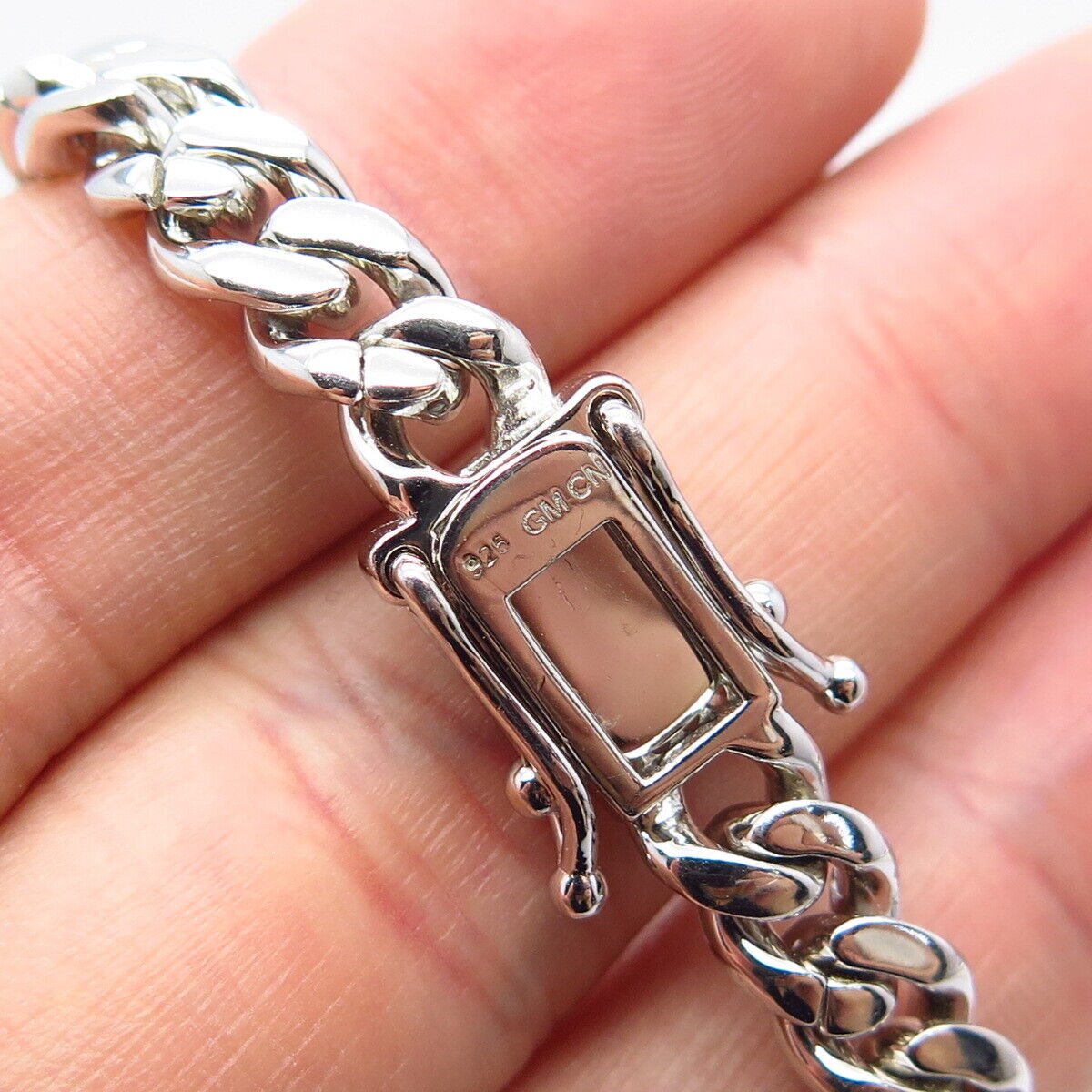 925 Sterling Silver C Z Cuban Chain Necklace 18"