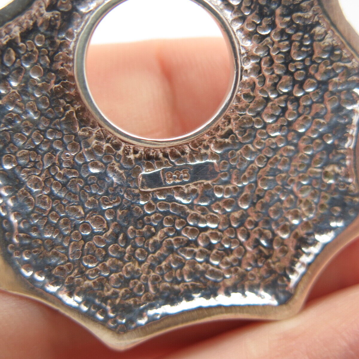 925 Sterling Silver Vintage Modernist Ribbed Pendant