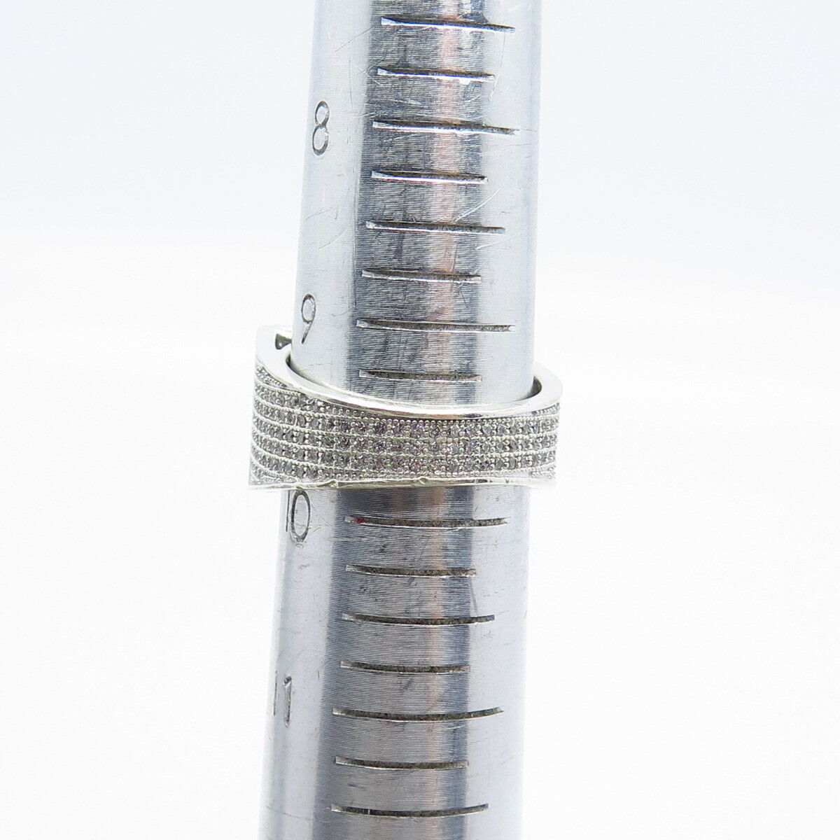 925 Sterling Silver Pave C Z Wide Ring Size 10