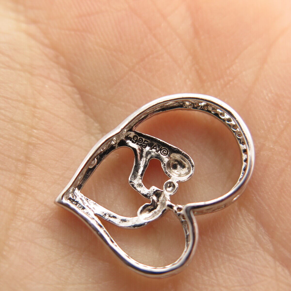 925 Sterling Silver 2-Tone Alwand Vahan Real Diamond Mother & Child Pendant