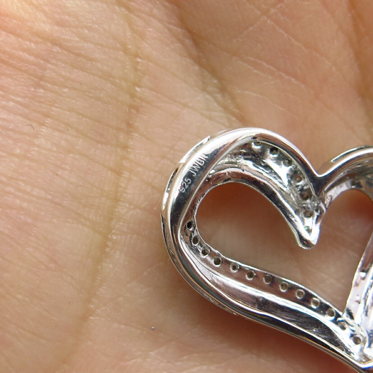 925 Sterling Silver 2-Tone Jane Seymour Real Diamond Heart Slide Pendant