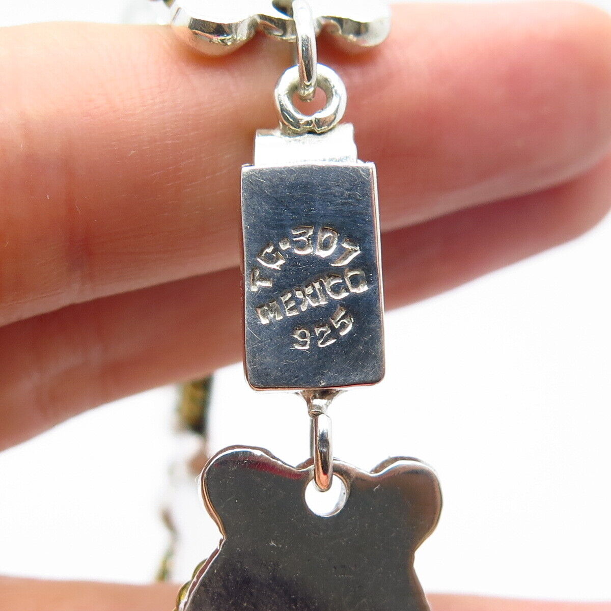 925 Sterling Silver 2-Tone Vintage Mexico Ball Link Bracelet 7.5"