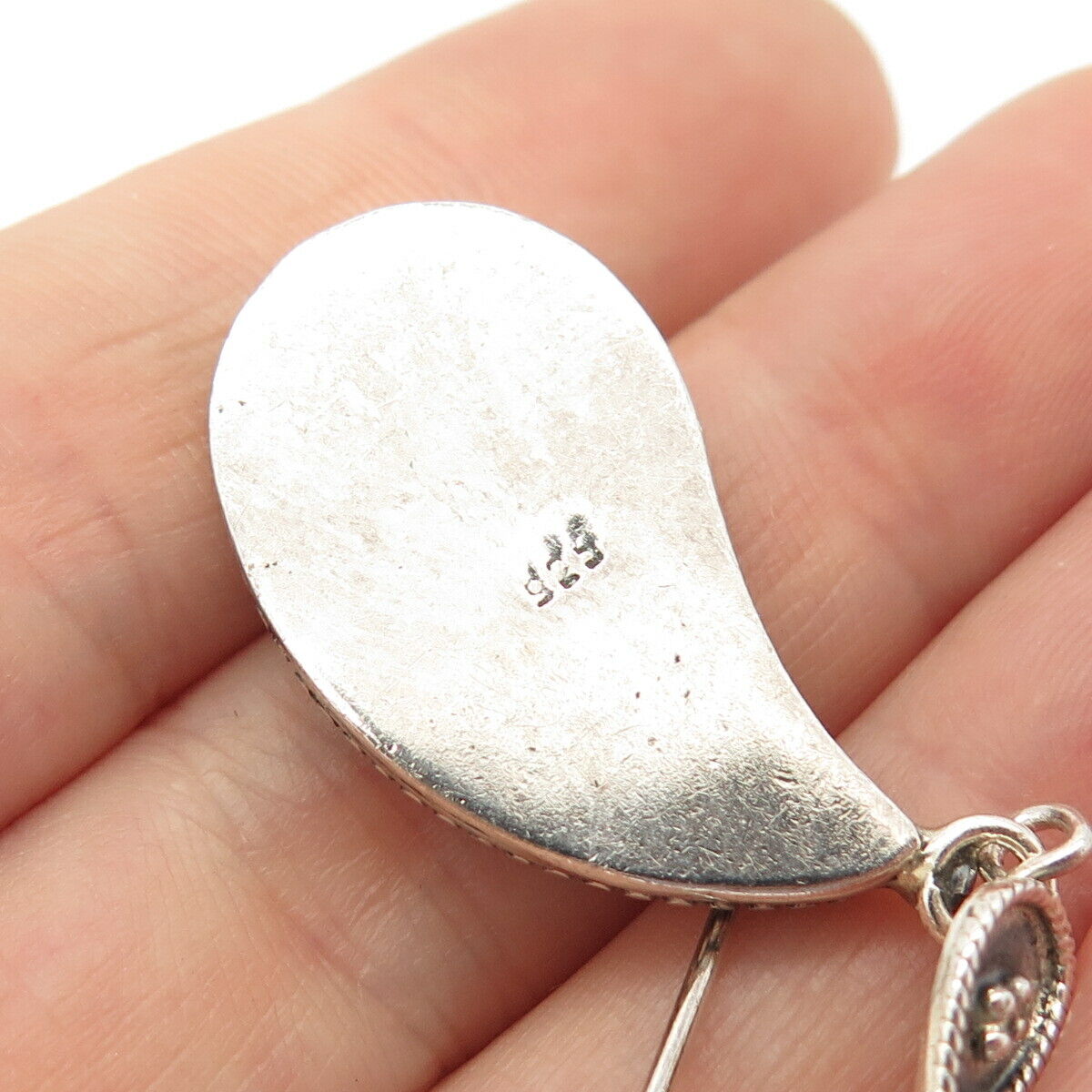 925 Sterling Silver Vintage Bead Teardrop Dangling Earrings