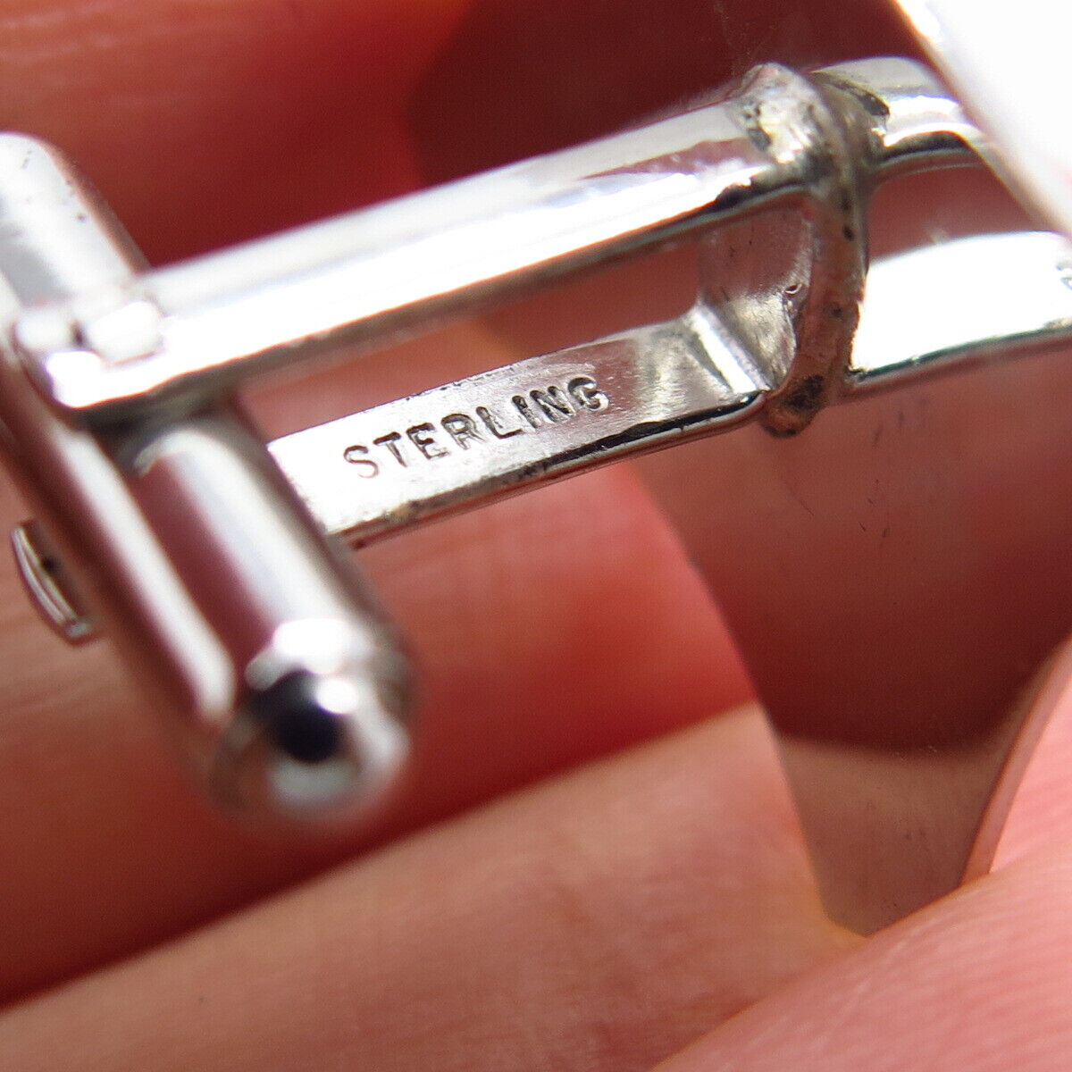 925 Sterling Silver Vintage PRK Etched Cufflinks